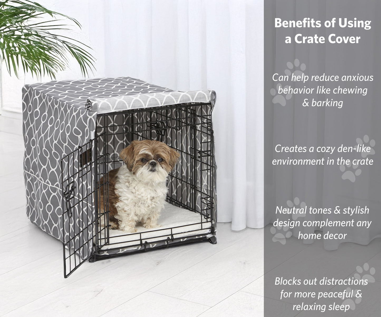 Dog Crate Cover, Privacy, Gray Geometric Pattern, 24"