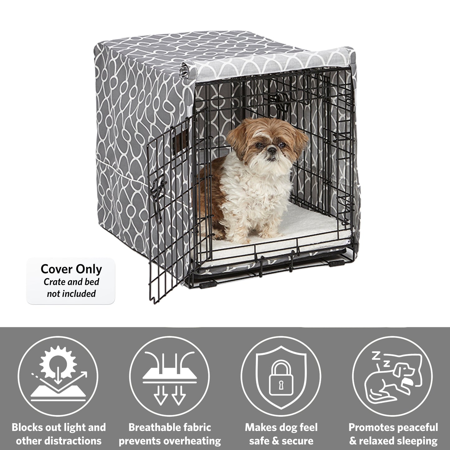 Dog Crate Cover, Privacy, Gray Geometric Pattern, 24"