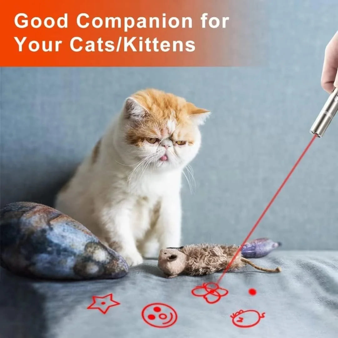 Cat Laser Pointer Toy,Dog Laser Pointer,7 Adjustable Patterns Laser,Long Range 3 Modes Training Chaser Interactive Toy,Usb Recharge