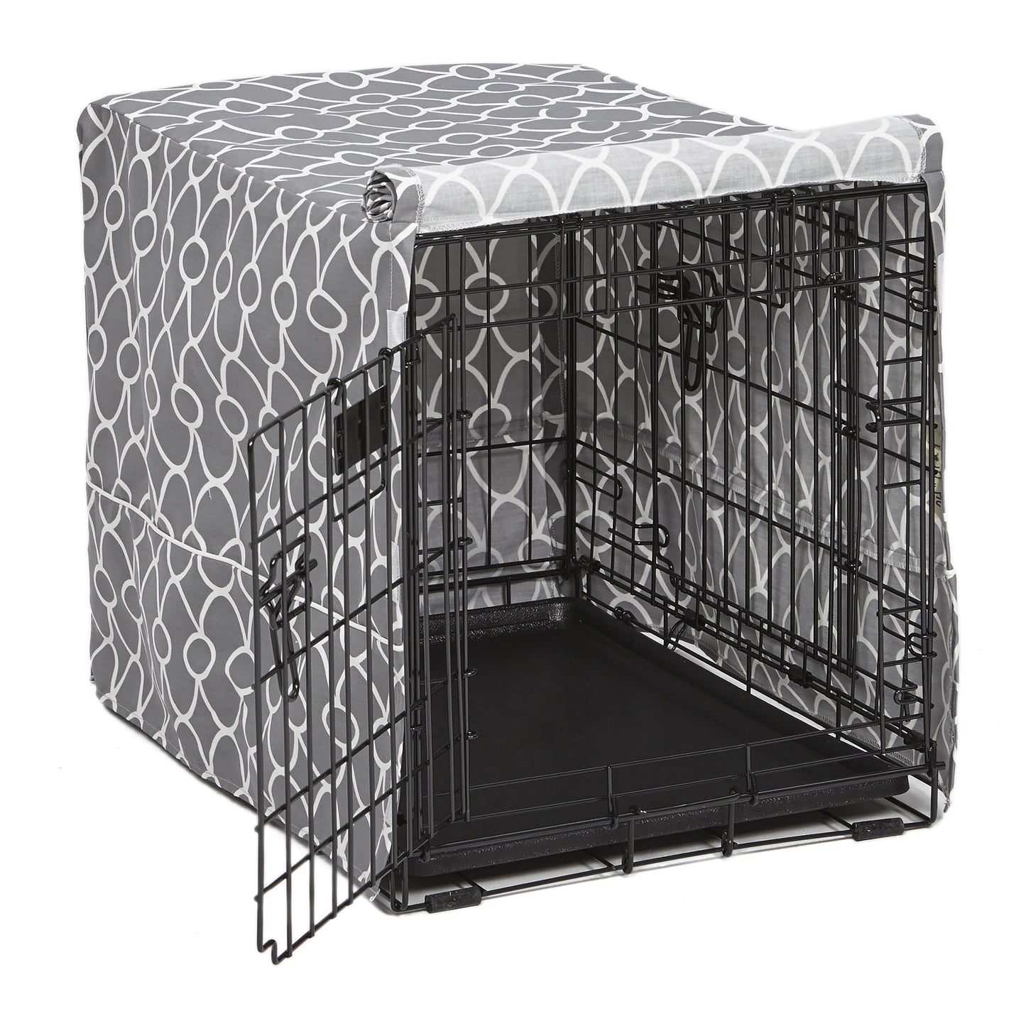 Dog Crate Cover, Privacy, Gray Geometric Pattern, 24"