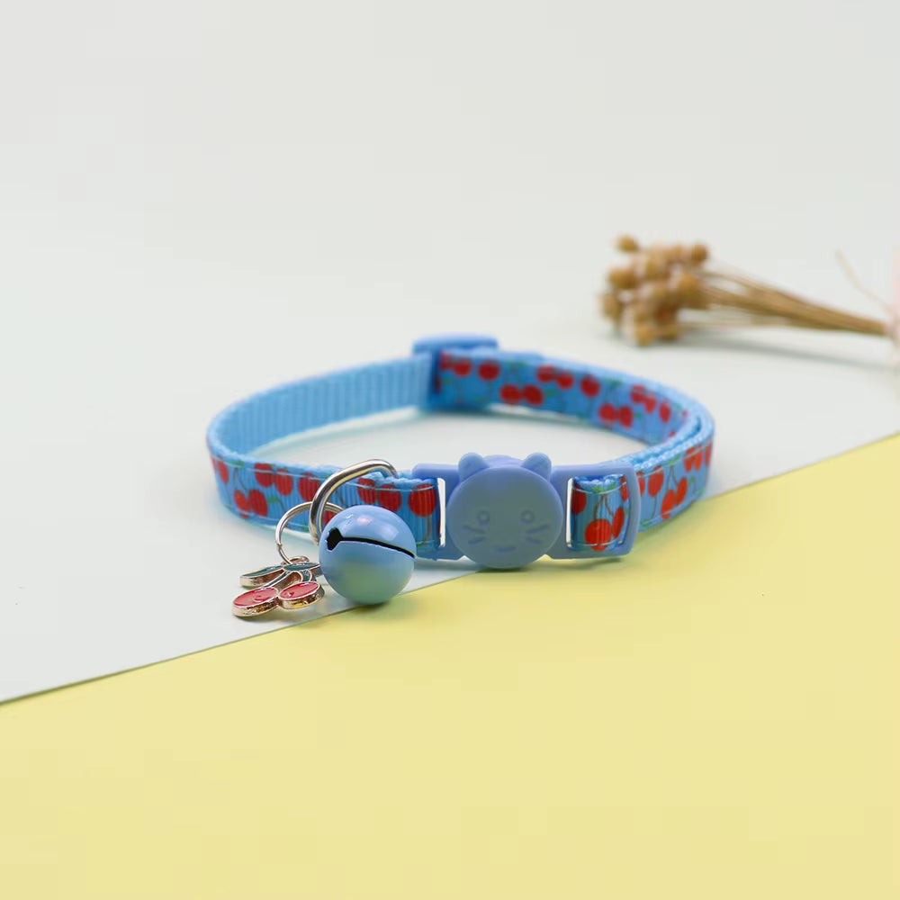 Pet Adjustable Webbing Fruit Cat Collar Breakaway Cute Neck Collar with Bell for Small Dogs Puppy Kitten Stuff Things Products