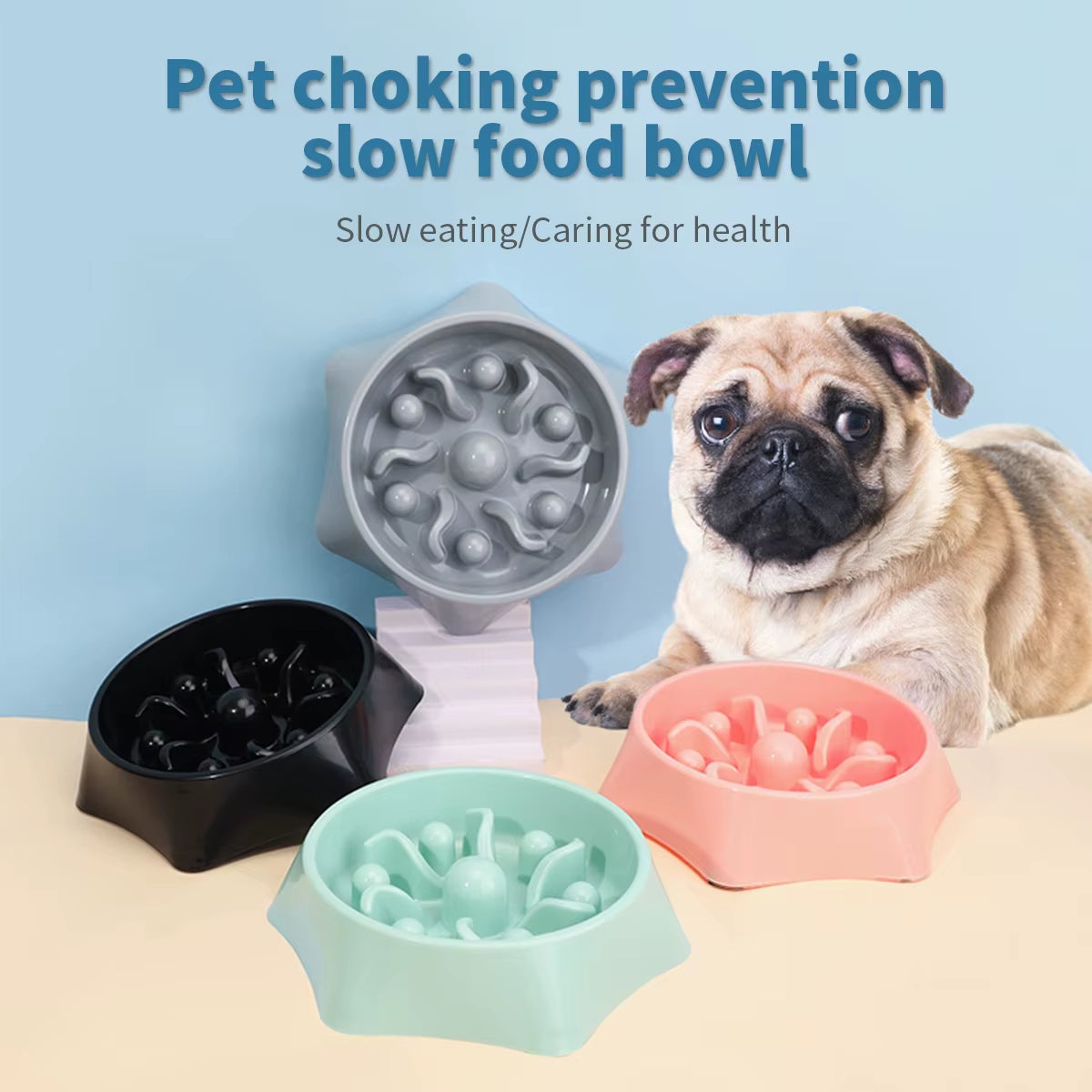A Dog Slow Food Bowl, Dog Bowl, Anti-Knockover Pet Supplies, Small Dog Anti-Choking Feeding Dog Food Bowl, Cat Food Bowl