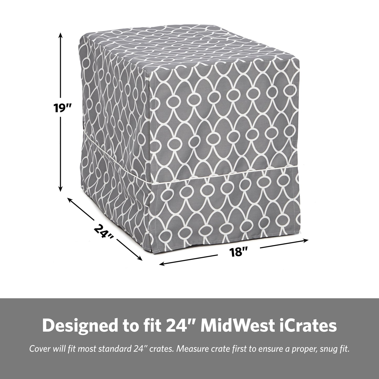 Dog Crate Cover, Privacy, Gray Geometric Pattern, 24"