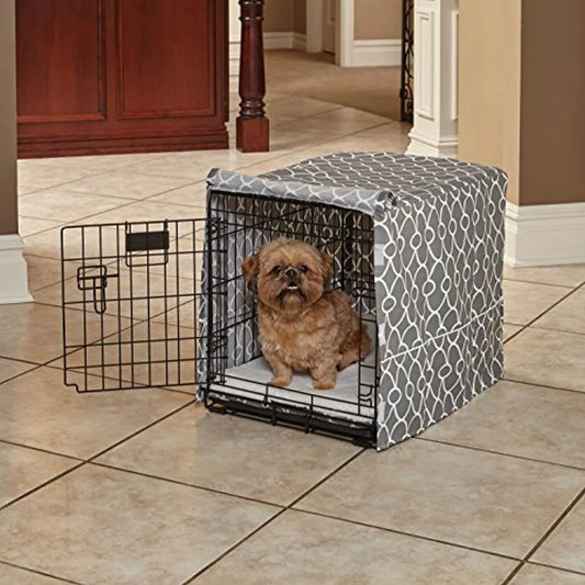 Dog Crate Cover, Privacy, Gray Geometric Pattern, 24"